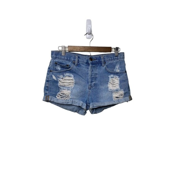 Forever 21 Distressed Hi Rise buttonfly Jean Shorts Size 27 cuffed - Picture 2 of 11